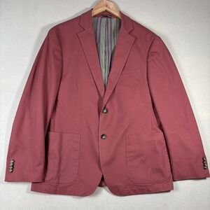 Flynt Mens Blazer Jacket Sz 42R Sport Coat Bueller Salmon‎ Stretch Cotton Preppy